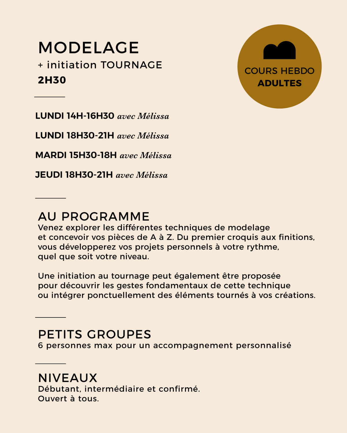 TRIMESTRE MODELAGE & CRÉATION - SEPTEMBRE 2026